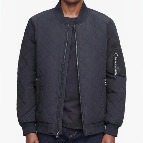 Calvin Klein Other - Calvin Klein Men's Dark Gray Quilted Bomber Jacket